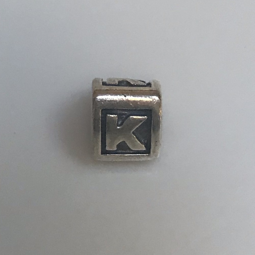 Pandora sterling silver retired Letter K bead